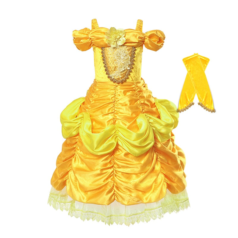 Disney Belle Dress for Girl Princess Kids Embroidery Ball Gown Child Cosplay Beauty and beast Costume Fancy Party Clothing Girls