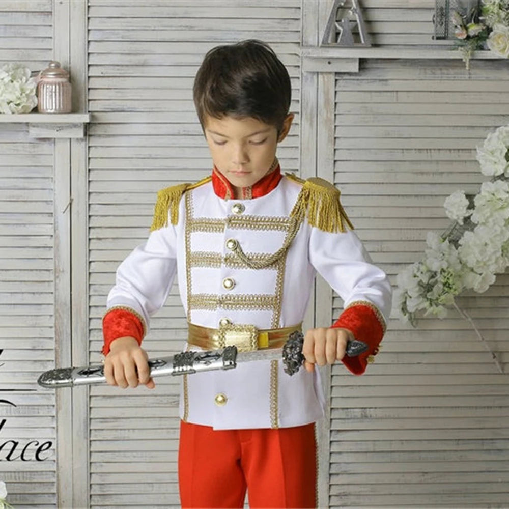 New Halloween Boys Peter Pan Cosplay Costume Child Frog Prince Naveen Clothing Set Birthday Party Kids Prince Charming Costumes