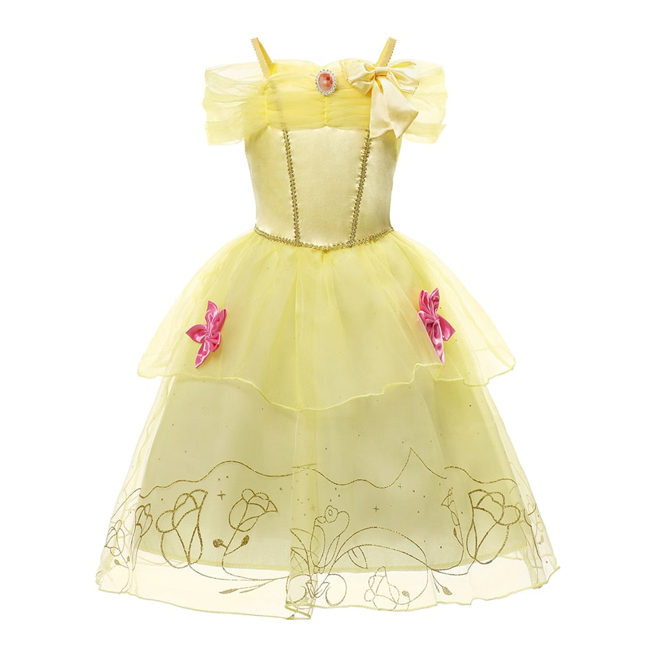 Disney Belle Dress for Girl Princess Kids Embroidery Ball Gown Child Cosplay Beauty and beast Costume Fancy Party Clothing Girls