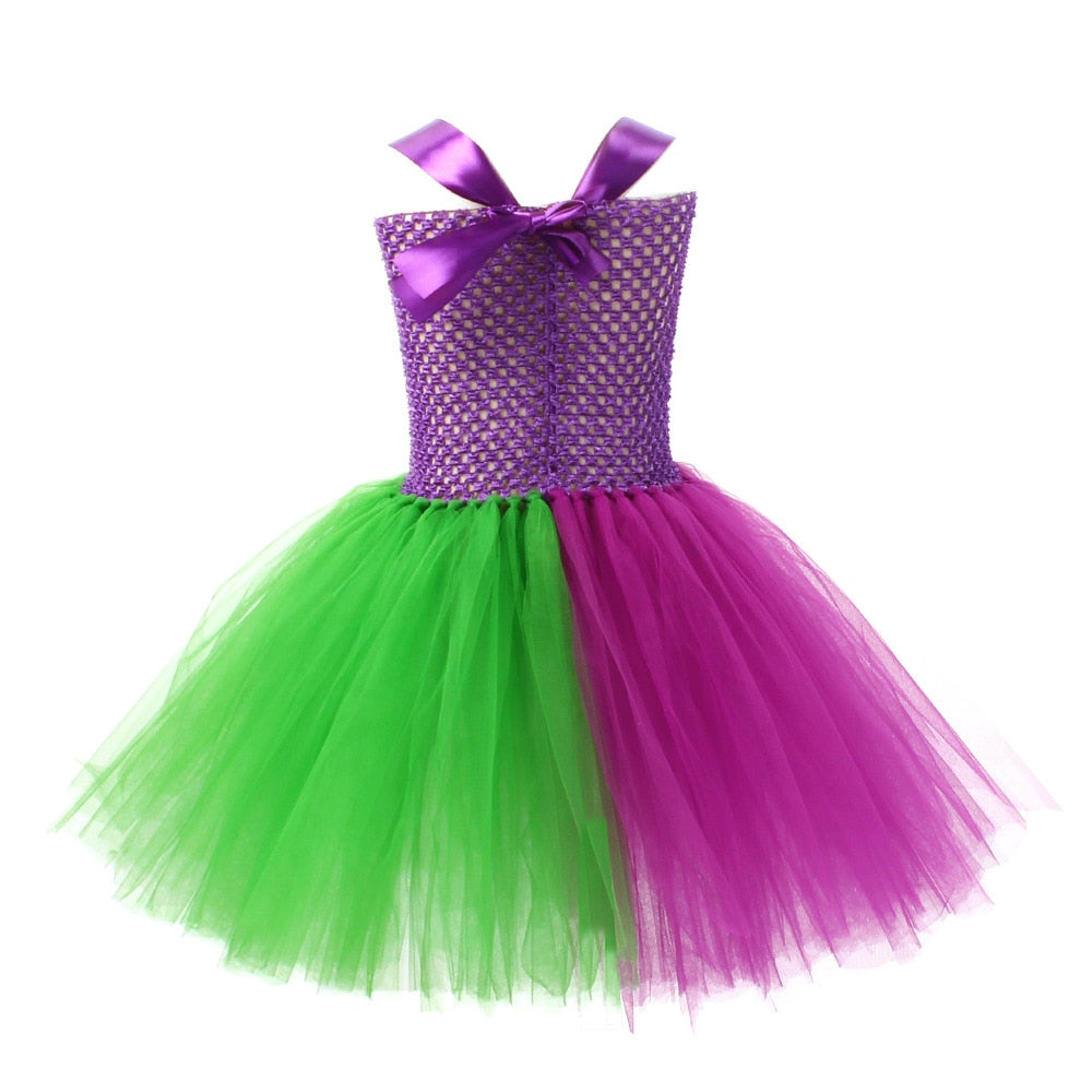 Halloween Costume For Kids Green Girls Tutu Dress Kids Cosplay Scary Clown Costume Girl Carnival Masquerade Party Dress Up 2-12Y