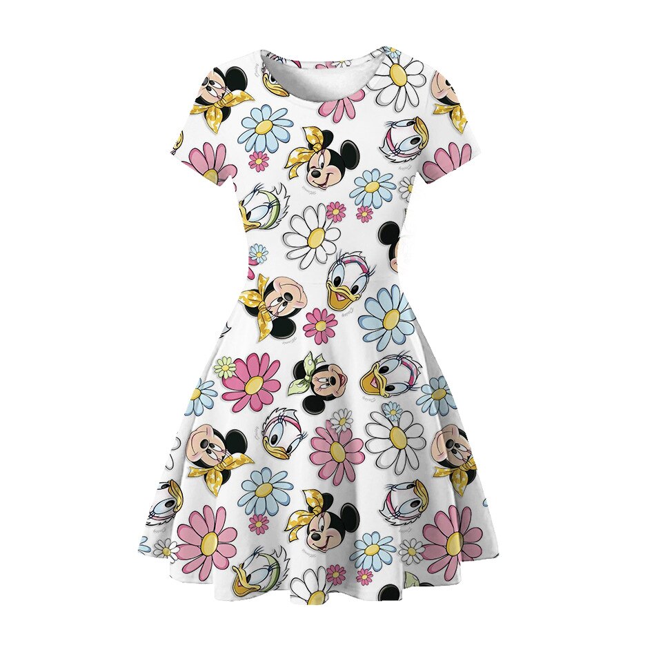 Summer Baby Girl Casual Dress Floral Kids Toddler Minnie Mouse Daisy Cartoon Cute Princess Costumes For Girls Backless Dresses