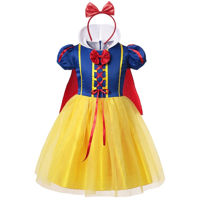 Disney Princess Snow White Dress for Girl Costume Kids Cosplay Puff Sleeves Mesh Ball Gown Clothes Children Party Birthday Dress