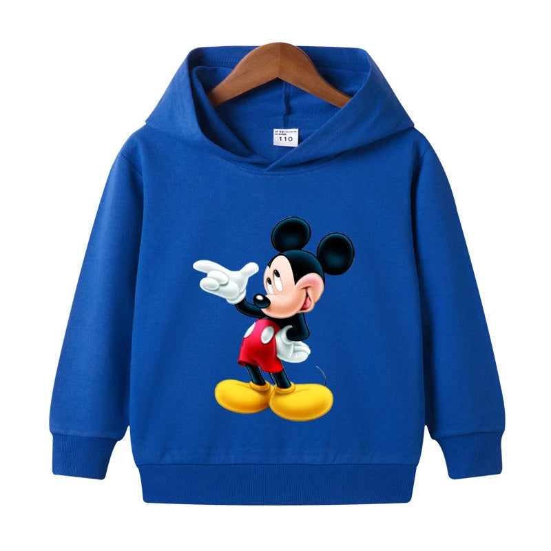 1-8 Years Kids Cartoon Hoodies Spring Boys Girls Minnie Mickey Sweatshirts Children Disney Casual Hooded Tops Infant Clothes