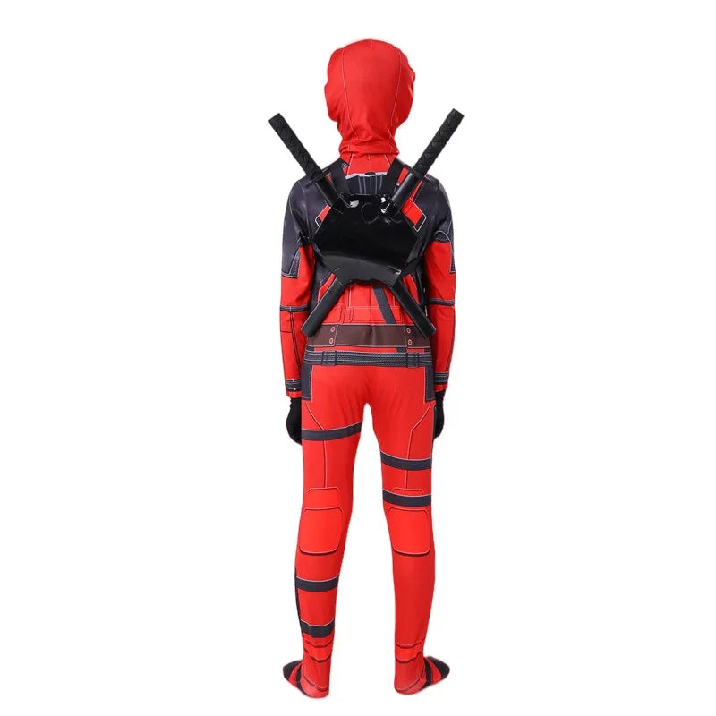 Deadpool Cosplay Costume Marvel Superhero Wade Cosplay Costume Bodysuit Jumpsuit Arms Weapon Suit Halloween Man Kiid