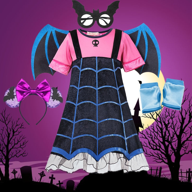 Disney Halloween Vampirina Costume For Girls, Kids Cosplay Disguise, Princess Dress Up For Carnival Party