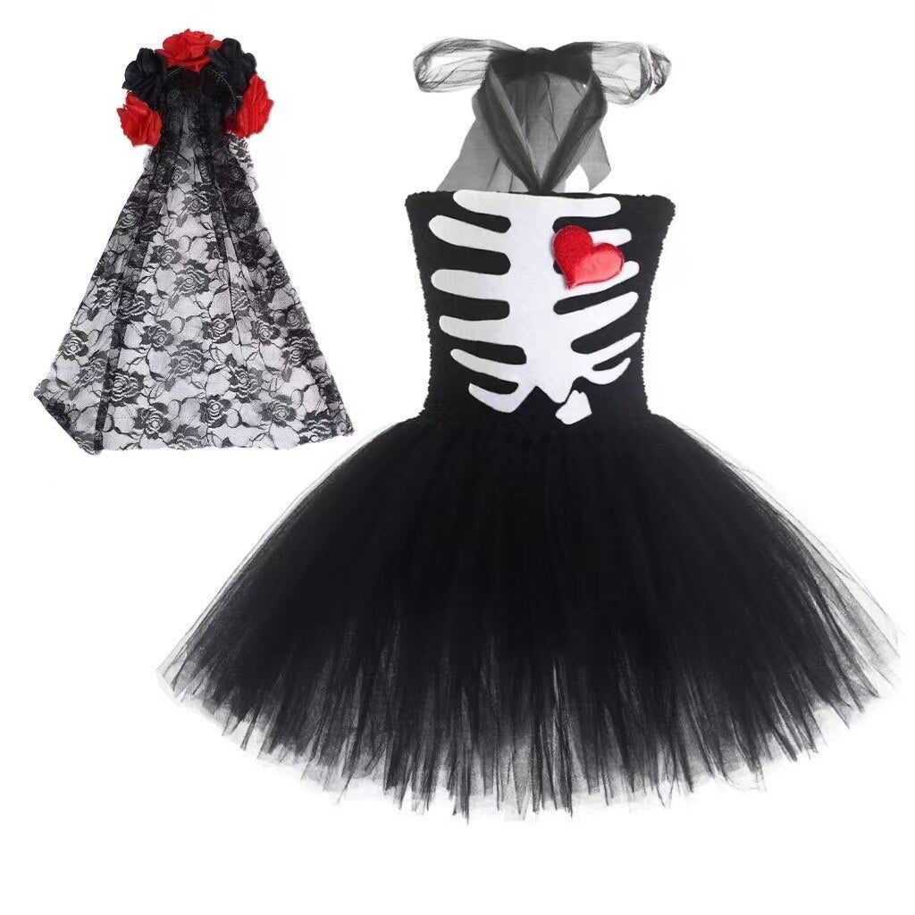 Halloween Children Cosplay Zombie Party Skeleton Dress