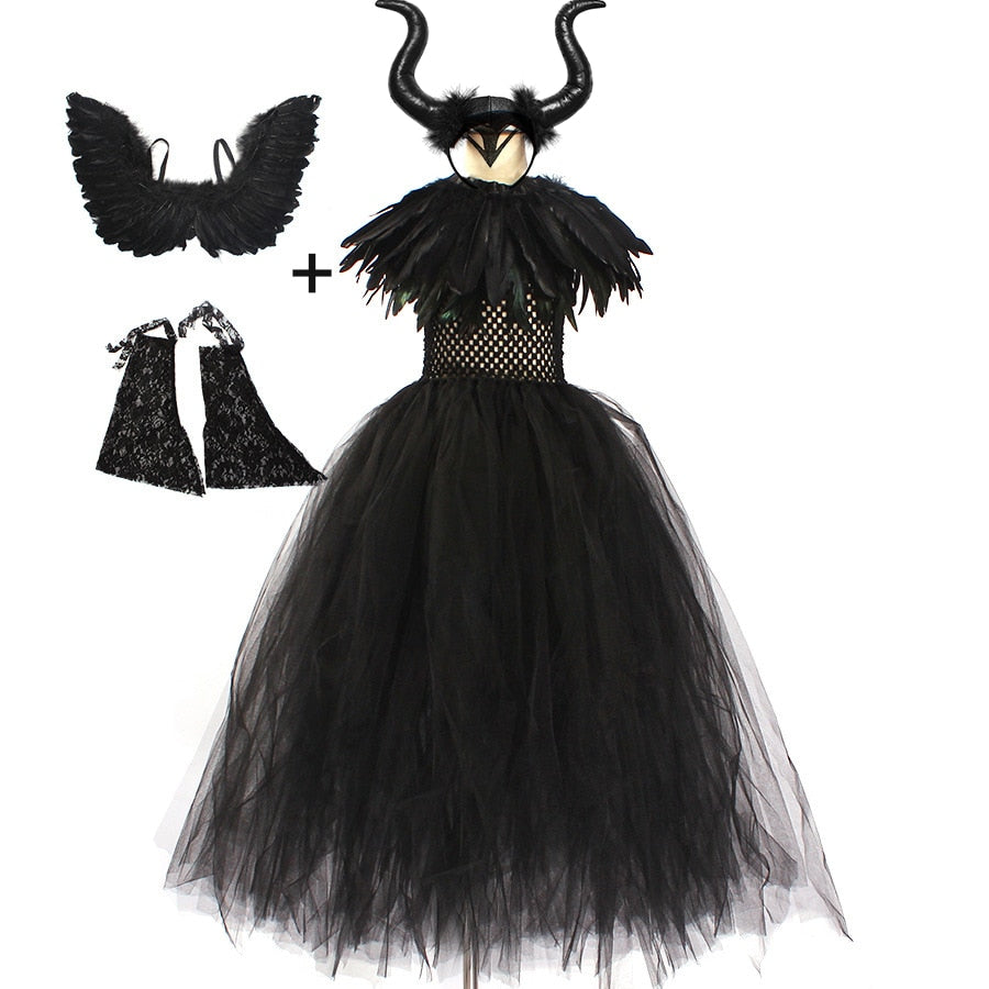 Disney Halloween Costume per bambini Led Light Up Malefica Tutu