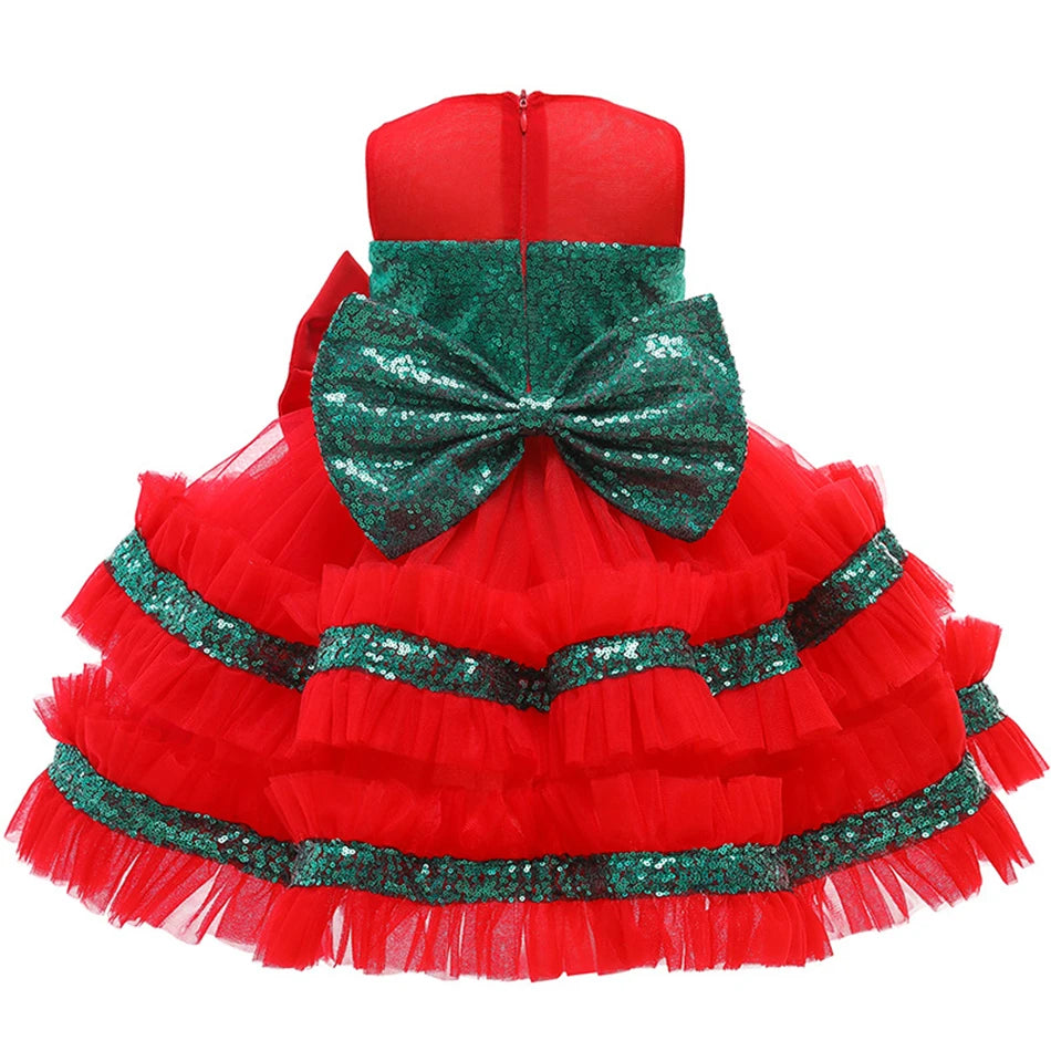 0-5Y Christmas Halloween Baby Girls Tutu Dress Children Casual Princess Dresses Santa Claus Xmas Tree Kids Party Prom Clothing