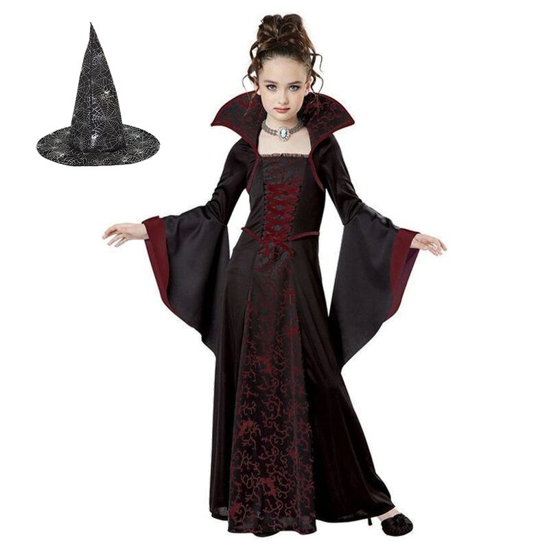 2023 Halloween Fairy Girl Cosplay Witch Dress Clothing Set Vampire Drama Masquerade Stage Performance Costumes