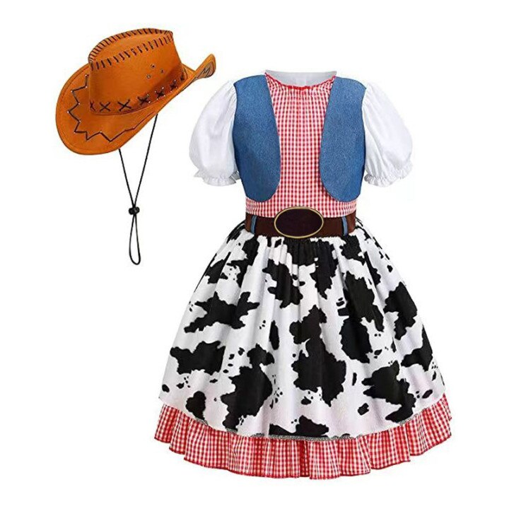 Girls Buzz Lightyear Dress Woody Cartoon Cow Frocks Toy Story Halloween Clothes Party