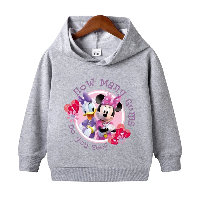 1-8 Years Kids Cartoon Hoodies Spring Boys Girls Minnie Mickey Sweatshirts Children Disney Casual Hooded Tops Infant Clothes