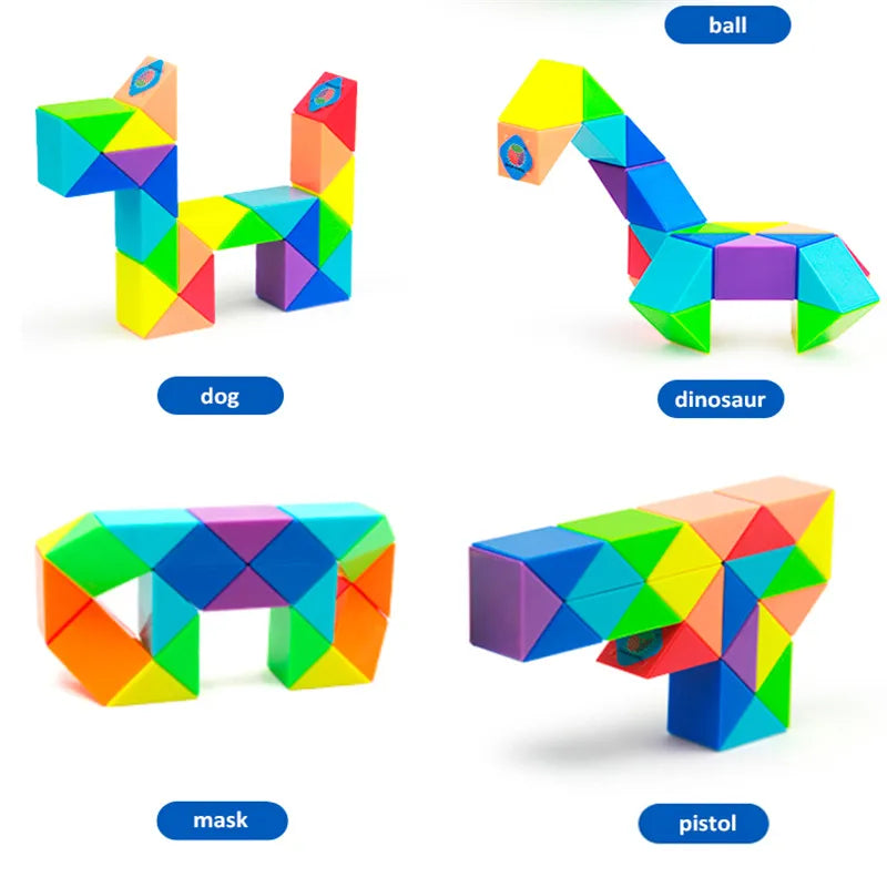 3D Puzzle Fidget Toys Transformable Cube Kid Education Toys Cubo Magico 24-72 Segments Magic Rule Snake Speed Cubes Toys for Kid