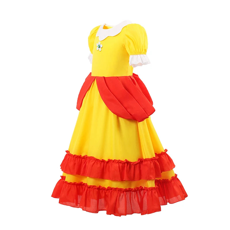 Girls Halloween Costume Rosalina Peach Princess Dress For Kids Halloween Pink Disguise Daisy Cosplay Clothing Birthday Vestido