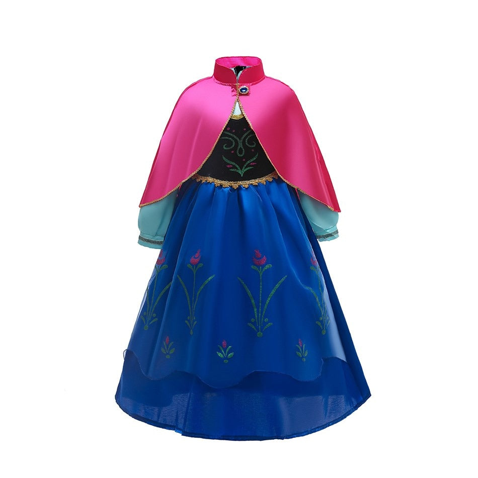 Girl Anna Elsa Dress Kids Halloween Cosplay Carnival Birthday Party Clothes 3-10 Years