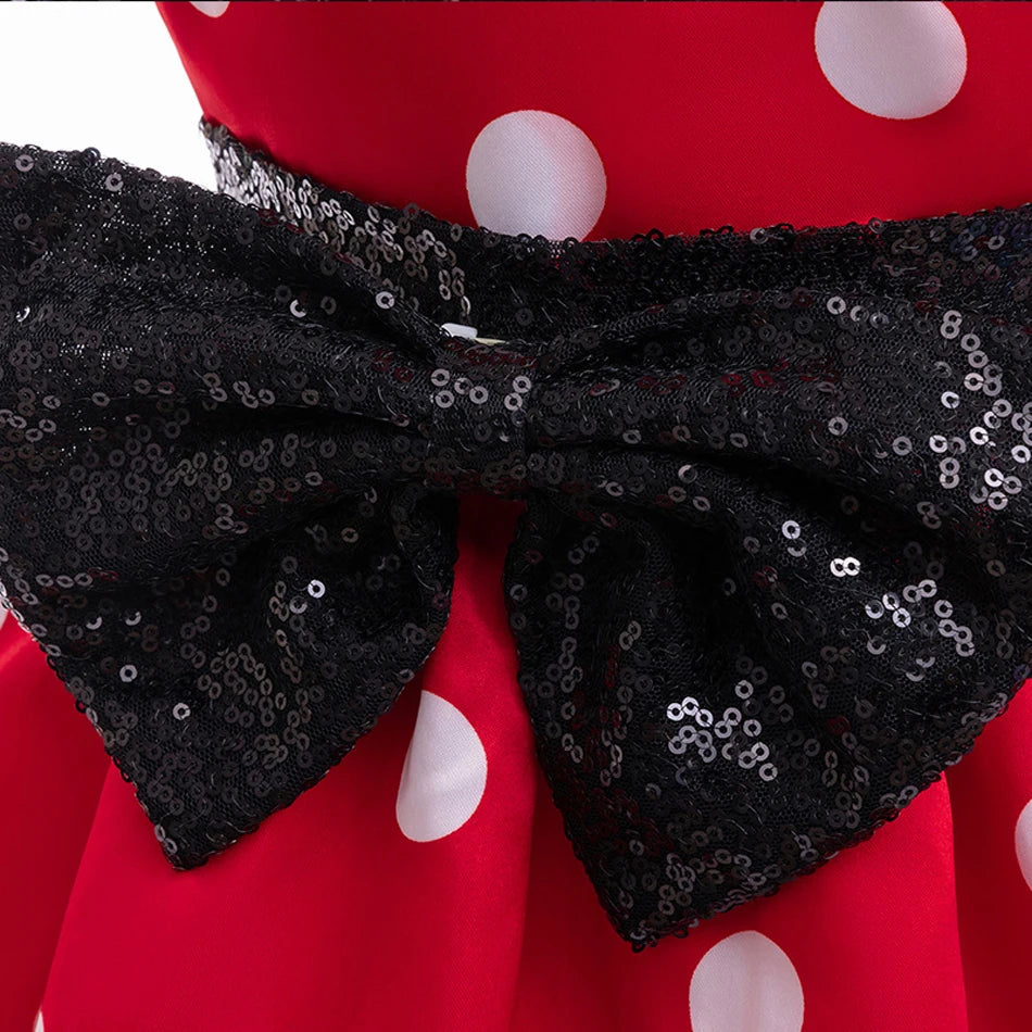 Mickey Mouse Girl Minnie Dress Cartoon Clothes Baby Summer Costume Child Cosplay Princess Fancy Bow Tie Boy Clothing Set Outfit