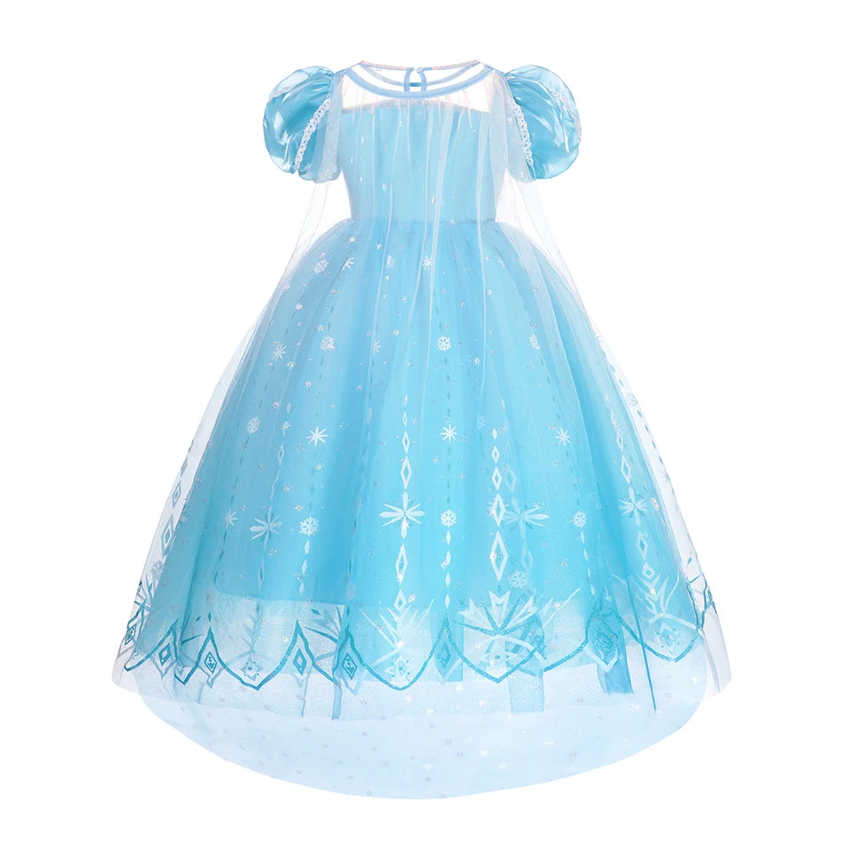 LED Light Up Elsa Cosplay Costume for Children Girls 2024 Snow Queen Costumes Princess Dress Halloween Kid Party Dress