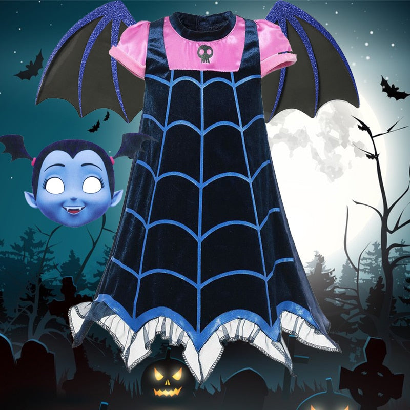 Disney Halloween Vampirina Costume For Girls, Kids Cosplay Disguise Vampire Clothes, Princess Dress Up For Carnival Party