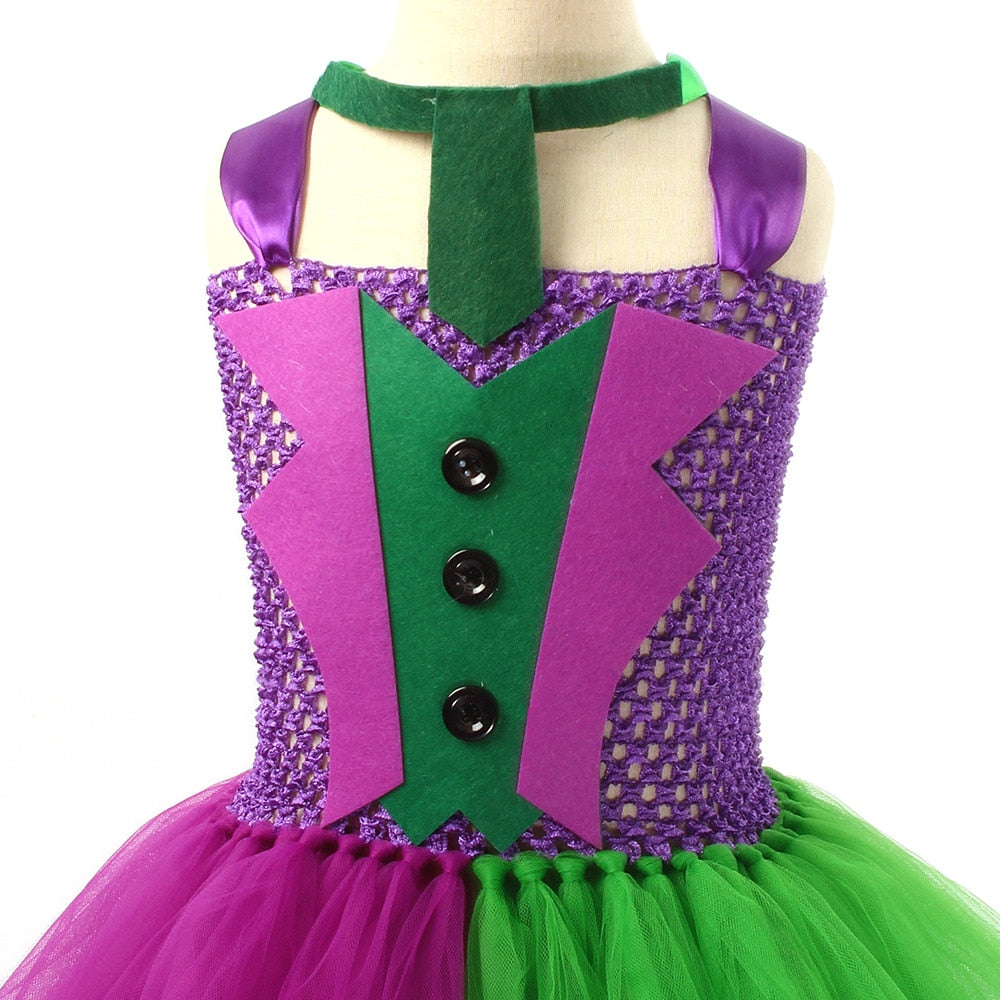 Halloween Costume For Kids Green Girls Tutu Dress Kids Cosplay Scary Clown Costume Girl Carnival Masquerade Party Dress Up 2-12Y