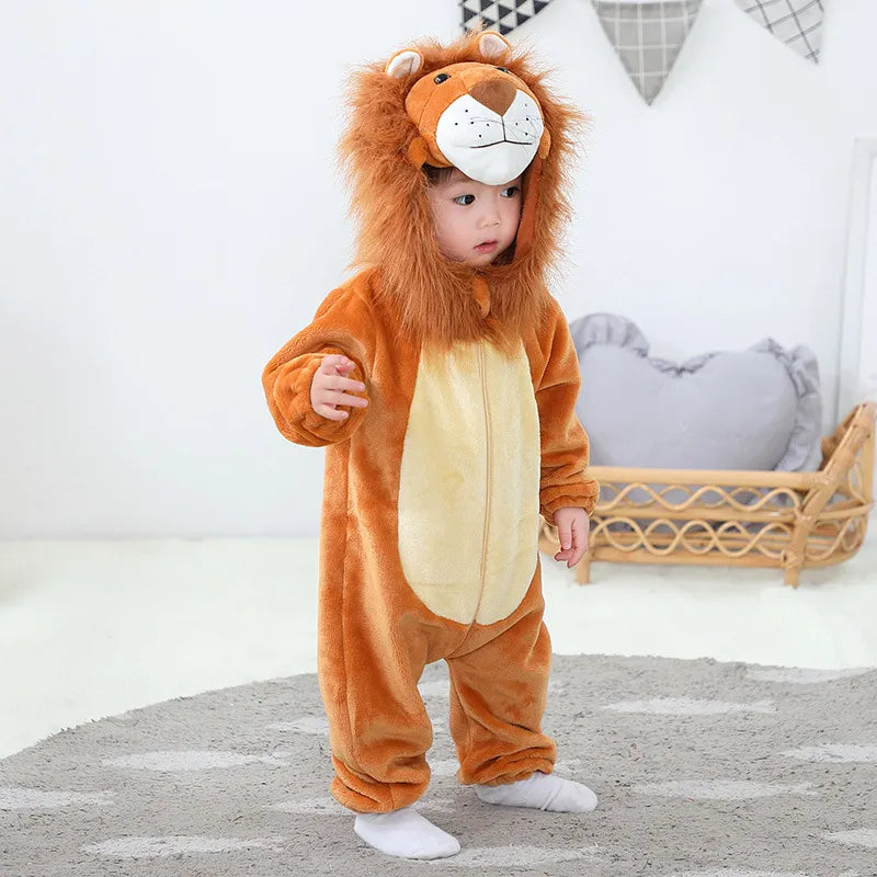 Animal Lion Newborn Baby Clothes Bodysuit Boy Girl Romper Kigurumis Cosplay Costume Toddler Jumpsuit Halloween Infant Pajamas