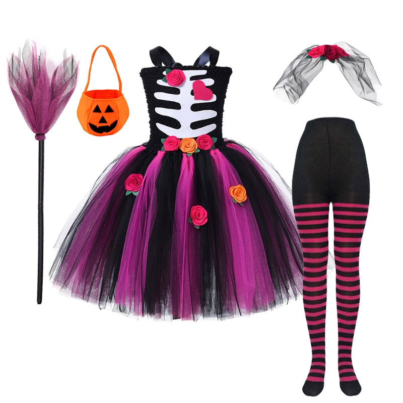 Halloween Children Cosplay Zombie Party Skeleton Dress