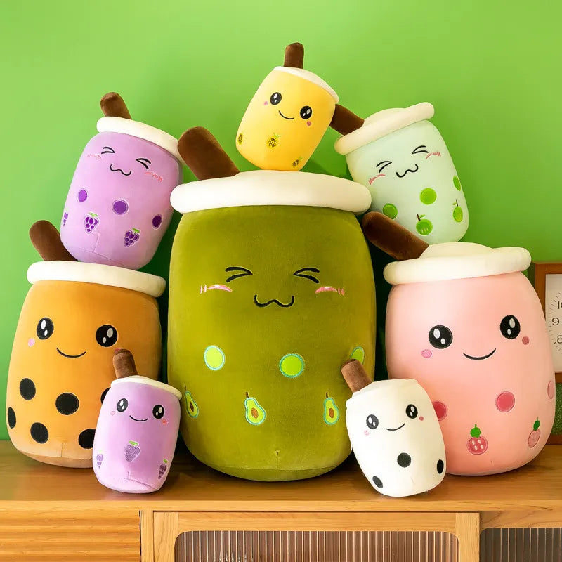 Bubble Tea Cup Plush Toys Kawaii Fruit Milk Tea Design Kids Stuffed Doll Soft Pillow Cushion Birthday Gift for Girl Friend