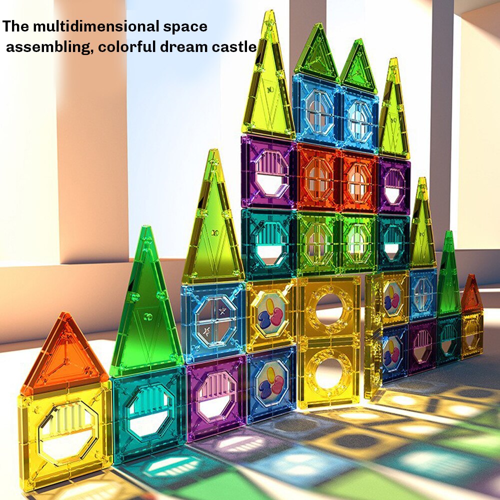 43/55/56PCS Magnetic Building Tiles 3D Building Blocks Construction Set for Early Learning