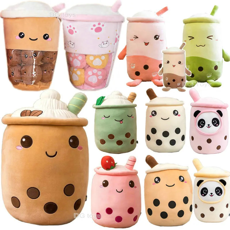 Cute Boba Milk Tea Plushie Toy Soft Stuffed Latte Americano Coffee Taste Milk Tea Hug Pillow Balls Bubo Tea Cup Cushion For Kids