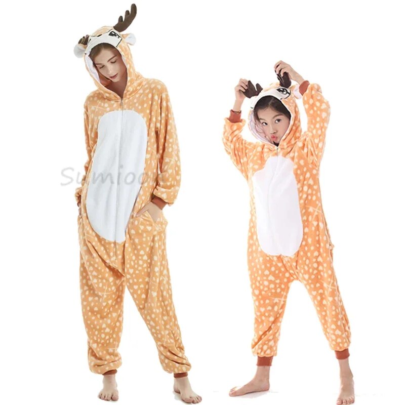 Kids Pajamas Girls Boys Sleepwear Baby Jumpsuit Night Clothes Animal Cartoon Lion Flannel Unicorn Children's Pyjamas For 6 8 10T