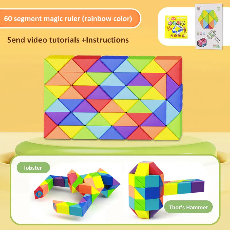 3D Puzzle Fidget Toys Transformable Cube Kid Education Toys Cubo Magico 24-72 Segments Magic Rule Snake Speed Cubes Toys for Kid