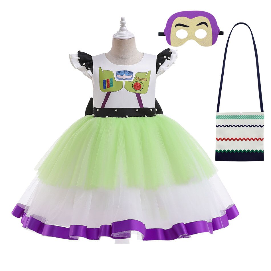 Girls Buzz Lightyear Dress Woody Cartoon Cow Frocks Toy Story Halloween Clothes Party