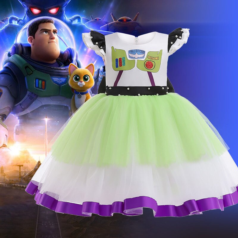 Girls Buzz Lightyear Dress Woody Cartoon Cow Frocks Toy Story Halloween Clothes Party