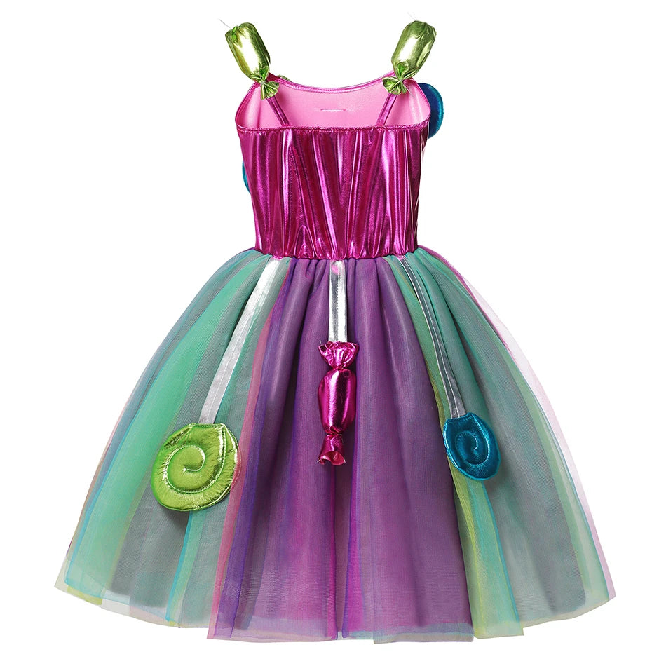 LED Light up Purim 2024 Kid Disguise Candy Dress for Girls Cosplay Costume Fancy Children Colorful Dresses Birthday Party Gift