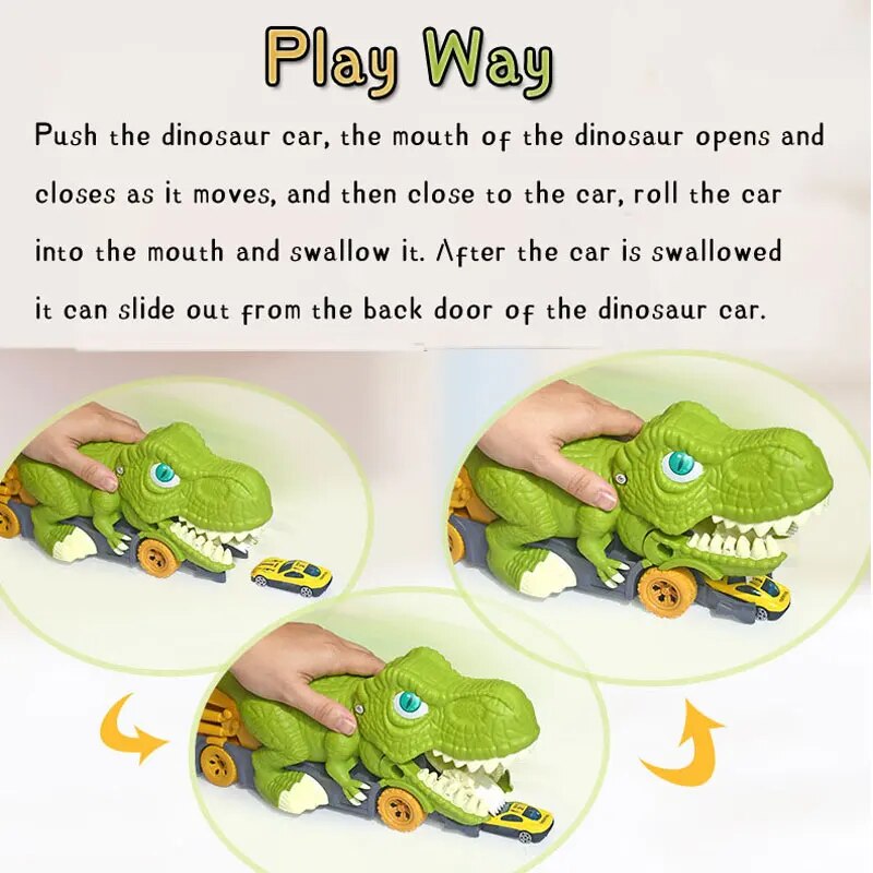 New Dinosaur Toy Play Vehicle Game For Boy Car Carrier Truck Children Montessori Gift Kid Racing Track with Children Mini Car