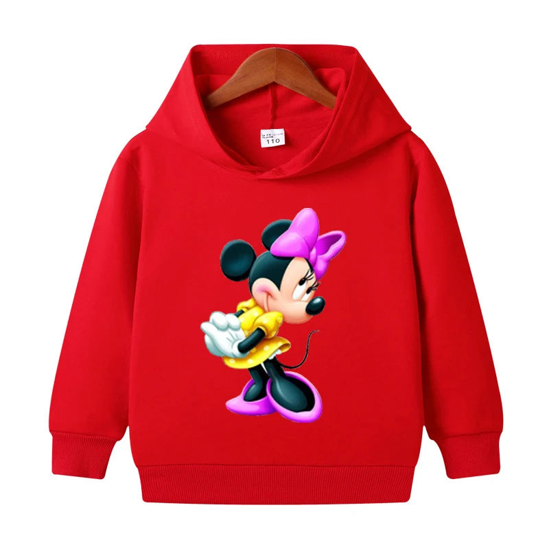 1-8 Years Kids Cartoon Hoodies Spring Boys Girls Minnie Mickey Sweatshirts Children Disney Casual Hooded Tops Infant Clothes