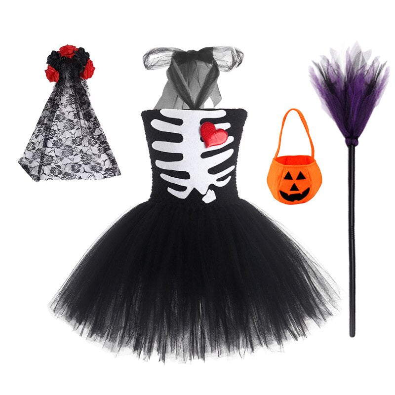 Halloween Children Cosplay Zombie Party Skeleton Dress