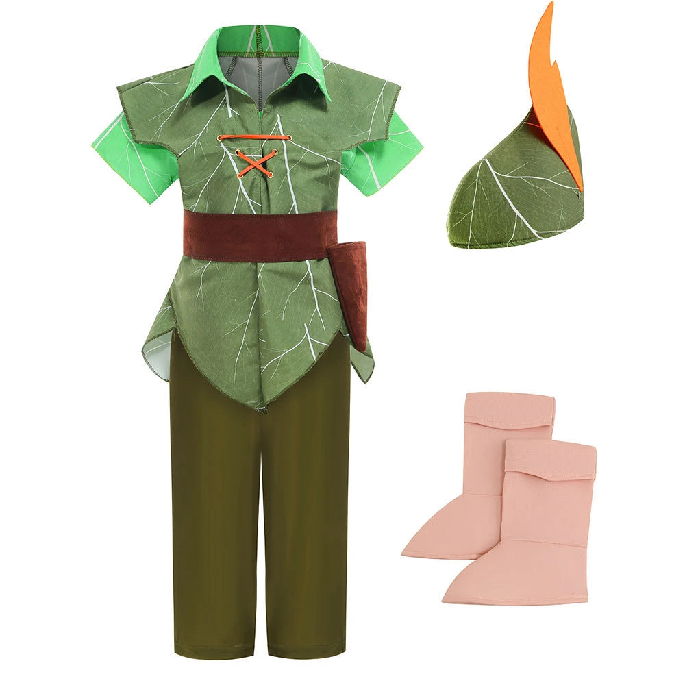 New Halloween Boys Peter Pan Cosplay Costume Child Frog Prince Naveen Clothing Set Birthday Party Kids Prince Charming Costumes