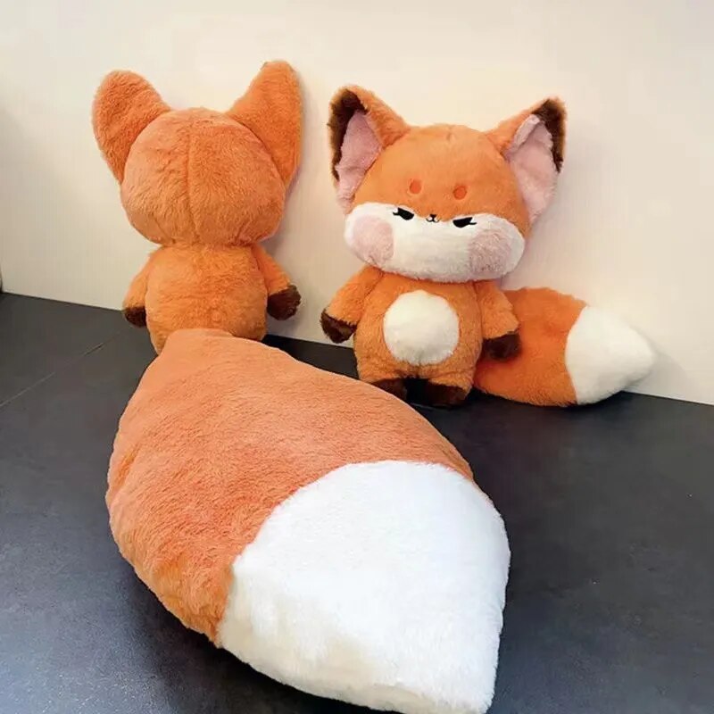 Creative and Cute Doodle Fox Doll Plush Toy Little Fox With Big Tail Doll Gifts Birthday for Girl Kid Room Decoration Bed Pillow