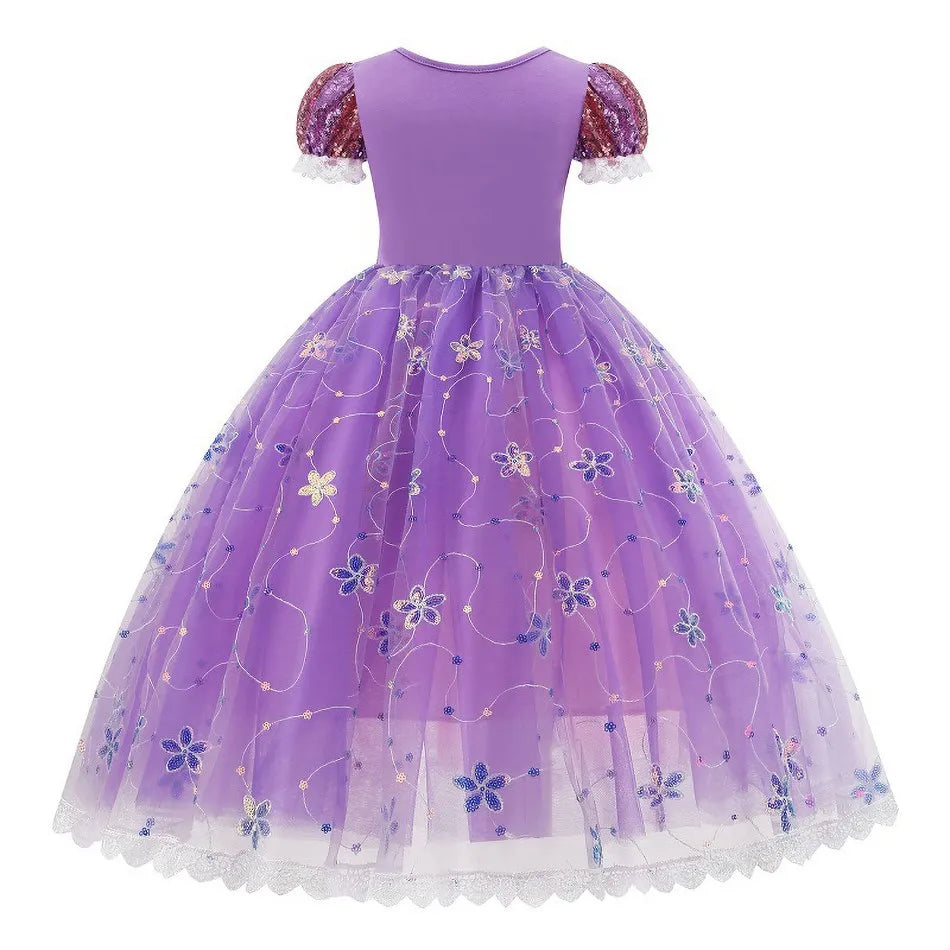 Children Rapunzel Costume Little Girl Luxury Cosplay Dress Kids New Halloween Dress Up Christmas Clothing 3 4 5 6 7 8 9 10 Years