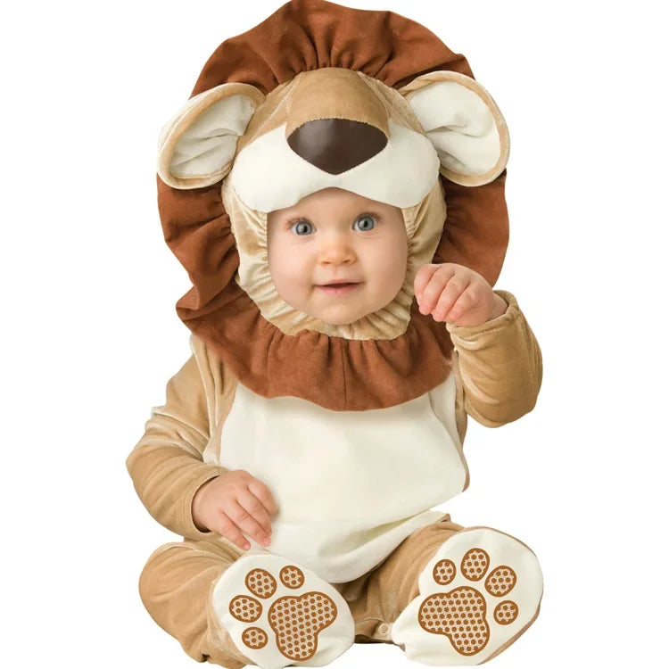 Animal Carnival Purim Halloween Outfits Baby Boys Girls Costume Tiger Animal Cosplay Rompers Jumpsuit Toddlers Infant Clothes