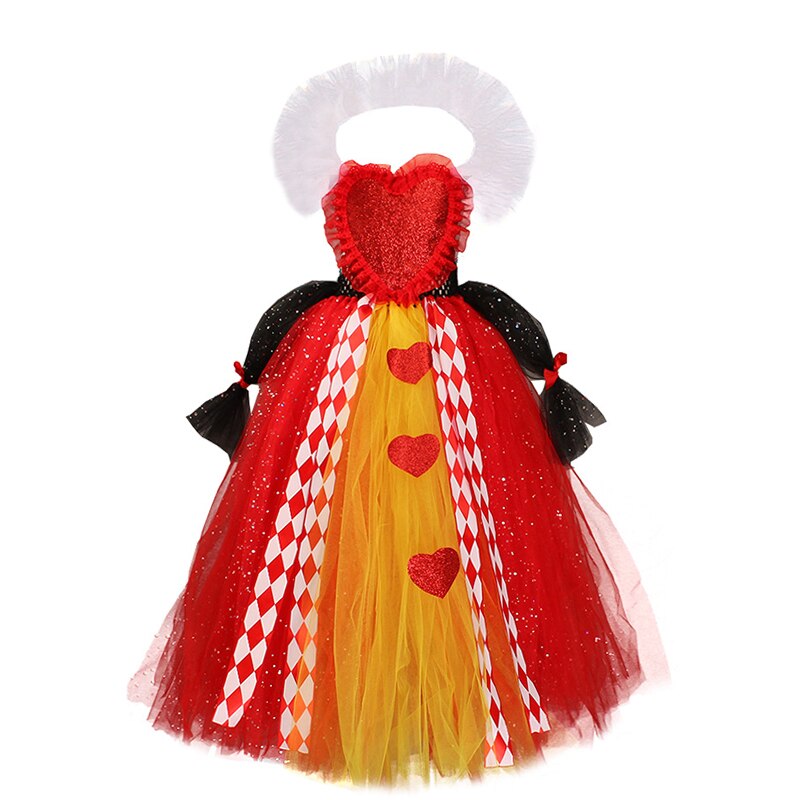 Children Halloween Cosplay Queen of Hearts Maleficent Gothic Demon Vampire Spider Witch Dress for Girls Party Masquerade Costume