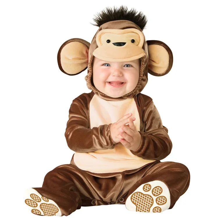 Animal Carnival Purim Halloween Outfits Baby Boys Girls Costume Tiger Animal Cosplay Rompers Jumpsuit Toddlers Infant Clothes