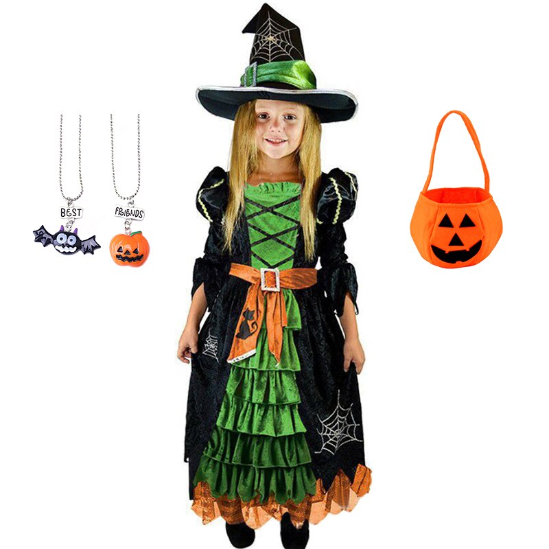 2023 Halloween Fairy Girl Cosplay Witch Dress Clothing Set