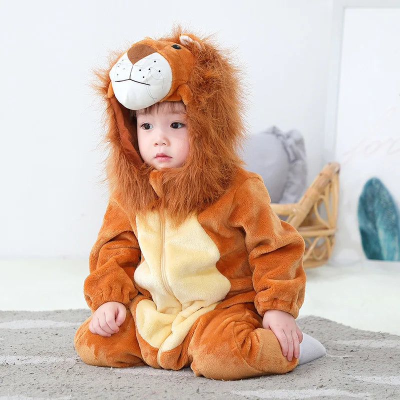 Animal Lion Newborn Baby Clothes Bodysuit Boy Girl Romper Kigurumis Cosplay Costume Toddler Jumpsuit Halloween Infant Pajamas