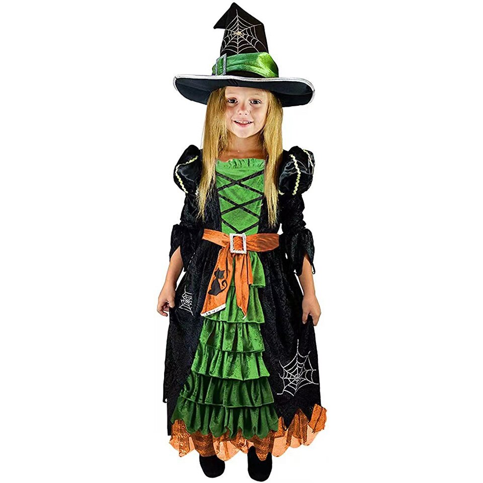 2023 Halloween Fairy Girl Cosplay Witch Dress Clothing Set