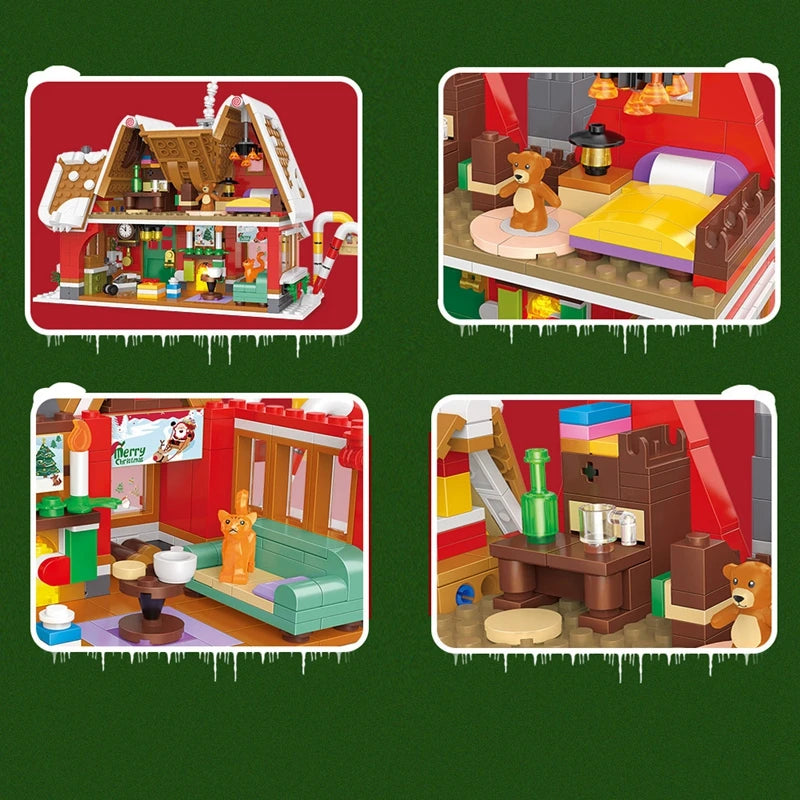 1026PCS Merry Christmas Christmas House Building Blocks DIY Doll House New Year Santa Claus Children Gifts Christmas Decoration