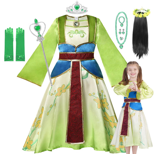 Disney Mulan Princess Dress Up Dresses Kids New Movie Cosplay Costumes Children Halloween Birthday Party Performance Outfits