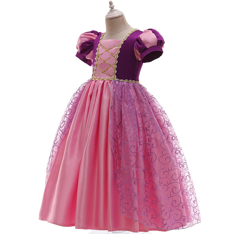 Disney Tangled Rapunzel Princess Dresses Girls Cosplay Pink Costumes Kids Dress Up Carnival Party Dress Halloween Clothing