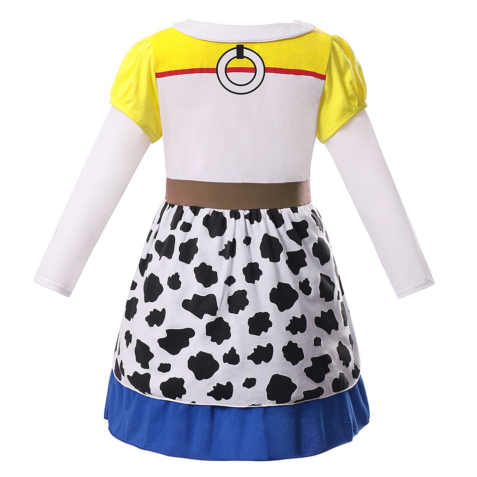 Disney Toy Story 4 Jessie Cosplay Carnival Princess Dress Long  Sleeves Girls Costume With Headband For Halloween Birthday Party