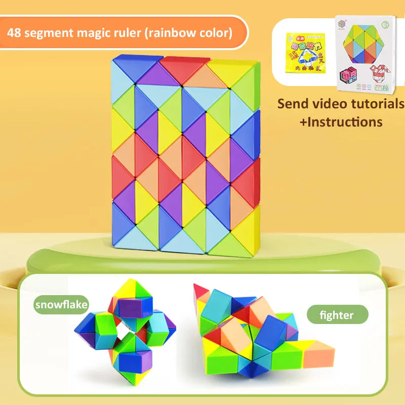 3D Puzzle Fidget Toys Transformable Cube Kid Education Toys Cubo Magico 24-72 Segments Magic Rule Snake Speed Cubes Toys for Kid