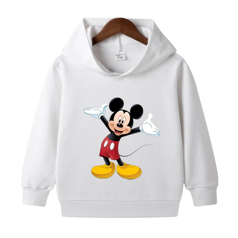 1-8 Years Kids Cartoon Hoodies Spring Boys Girls Minnie Mickey Sweatshirts Children Disney Casual Hooded Tops Infant Clothes